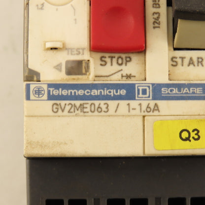 Telemecanique GV2ME-063 600V 3Ph 1Hp MAX Manual Motor Starter 1-1.6A Trip