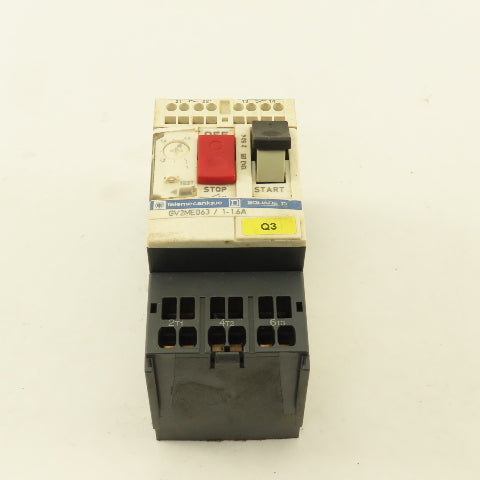 Telemecanique GV2ME-063 600V 3Ph 1Hp MAX Manual Motor Starter 1-1.6A Trip