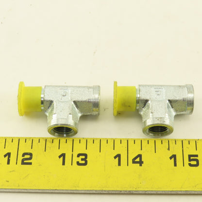Parker 1/8" NPT Male Run TEE x Female x Female Steel Zinc Coated Lot Of 2