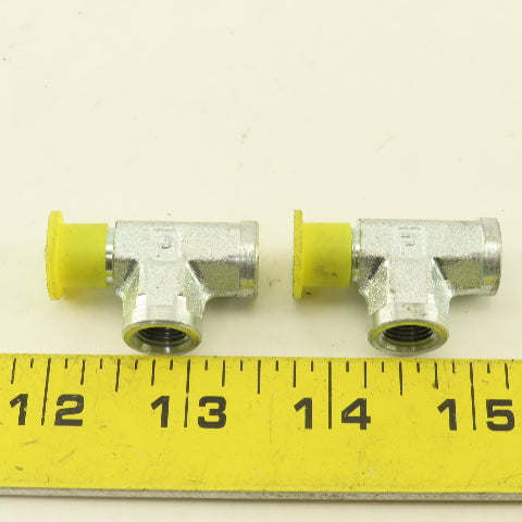 Parker 1/8" NPT Male Run TEE x Female x Female Steel Zinc Coated Lot Of 2
