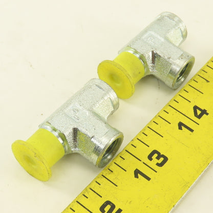 Parker 1/8" NPT Male Run TEE x Female x Female Steel Zinc Coated Lot Of 2