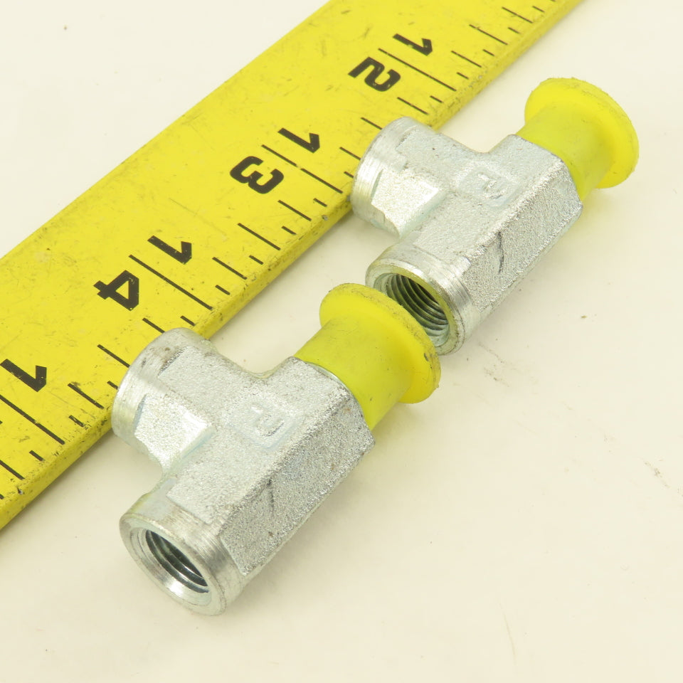 Parker 1/8" NPT Male Run TEE x Female x Female Steel Zinc Coated Lot Of 2