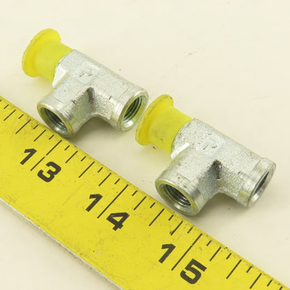 Parker 1/8" NPT Male Run TEE x Female x Female Steel Zinc Coated Lot Of 2