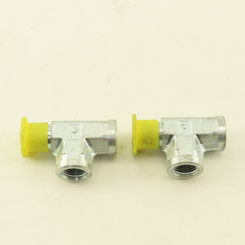Parker 1/8" NPT Male Run TEE x Female x Female Steel Zinc Coated Lot Of 2