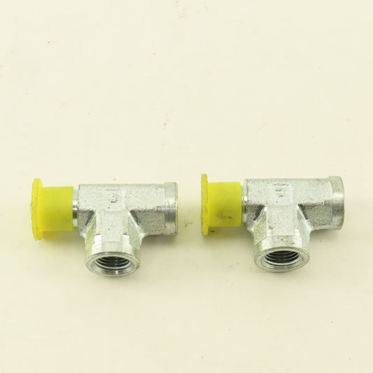 Parker 1/8" NPT Male Run TEE x Female x Female Steel Zinc Coated Lot Of 2