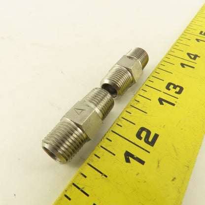 1/8" NPT Male Stainless Steel Hex Connector Lot Of 2