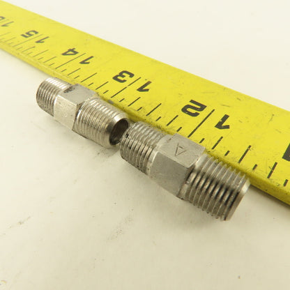 1/8" NPT Male Stainless Steel Hex Connector Lot Of 2