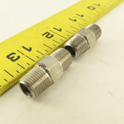 1/8" NPT Male Stainless Steel Hex Connector Lot Of 2