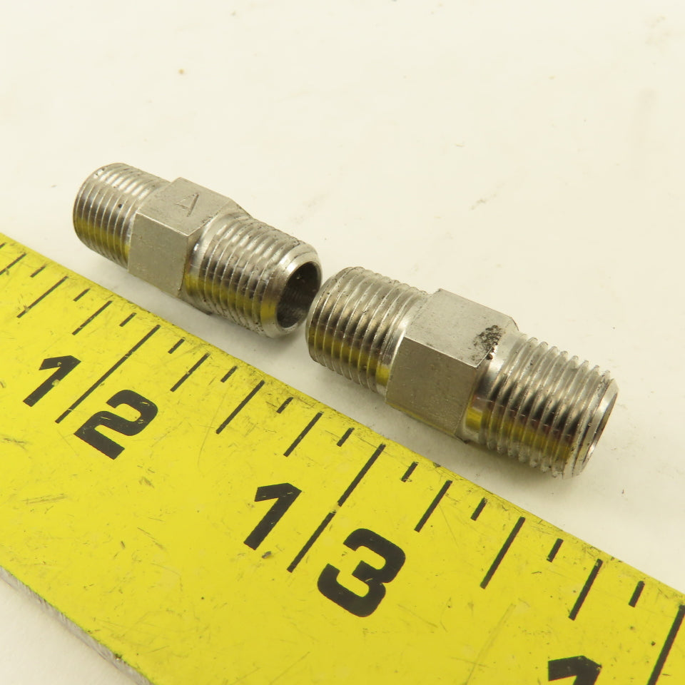 1/8" NPT Male Stainless Steel Hex Connector Lot Of 2