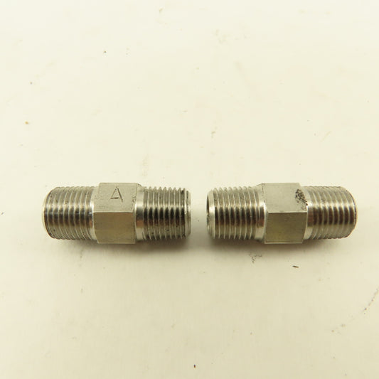 1/8" NPT Male Stainless Steel Hex Connector Lot Of 2