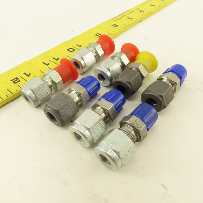 1/4" Compression x 1/8" Male NPT Steel Connector Fitting Lot Of 8