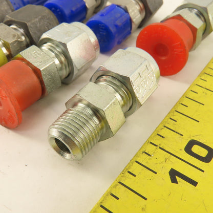 1/4" Compression x 1/8" Male NPT Steel Connector Fitting Lot Of 8