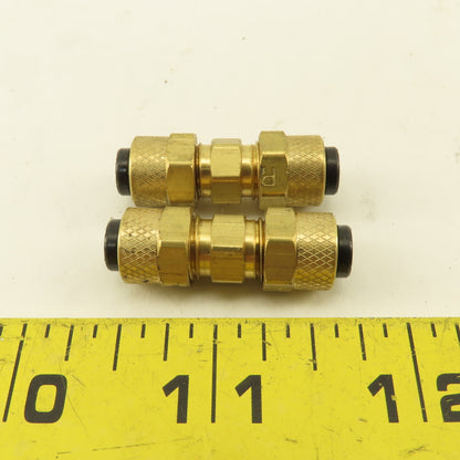 Parker 1/4" Tube Compression Brass Union Coupling Splice Lot Of 2