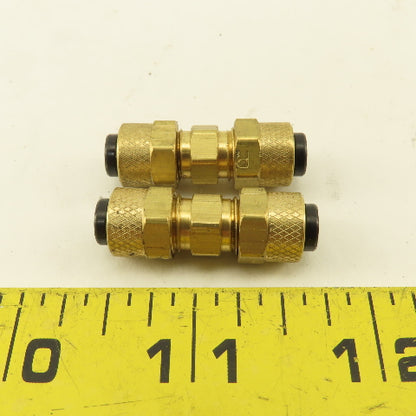 Parker 1/4" Tube Compression Brass Union Coupling Splice Lot Of 2