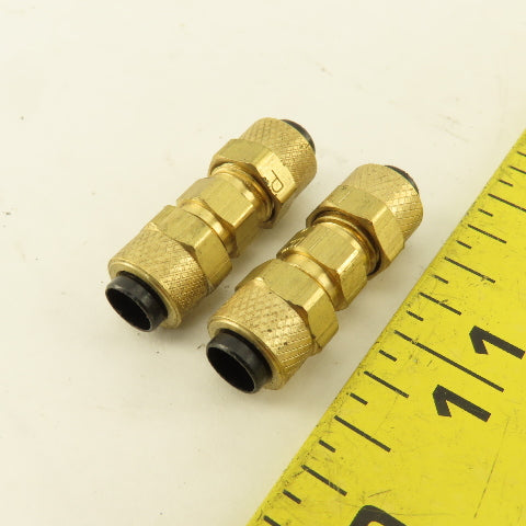 Parker 1/4" Tube Compression Brass Union Coupling Splice Lot Of 2