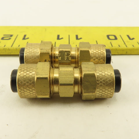 Parker 1/4" Tube Compression Brass Union Coupling Splice Lot Of 2