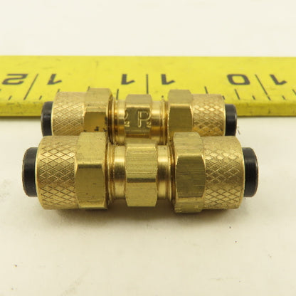 Parker 1/4" Tube Compression Brass Union Coupling Splice Lot Of 2