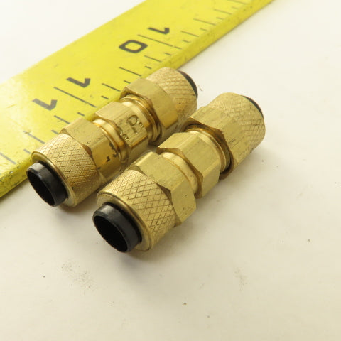 Parker 1/4" Tube Compression Brass Union Coupling Splice Lot Of 2