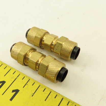 Parker 1/4" Tube Compression Brass Union Coupling Splice Lot Of 2