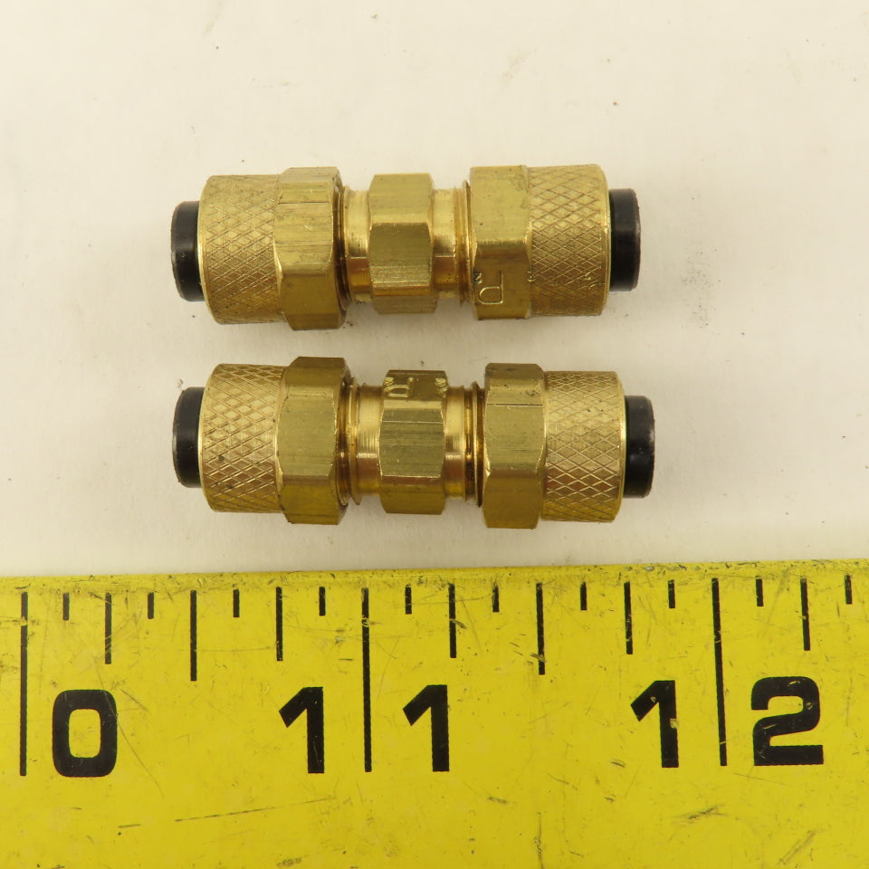 Parker 1/4" Tube Compression Brass Union Coupling Splice Lot Of 2