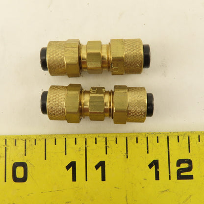 Parker 1/4" Tube Compression Brass Union Coupling Splice Lot Of 2