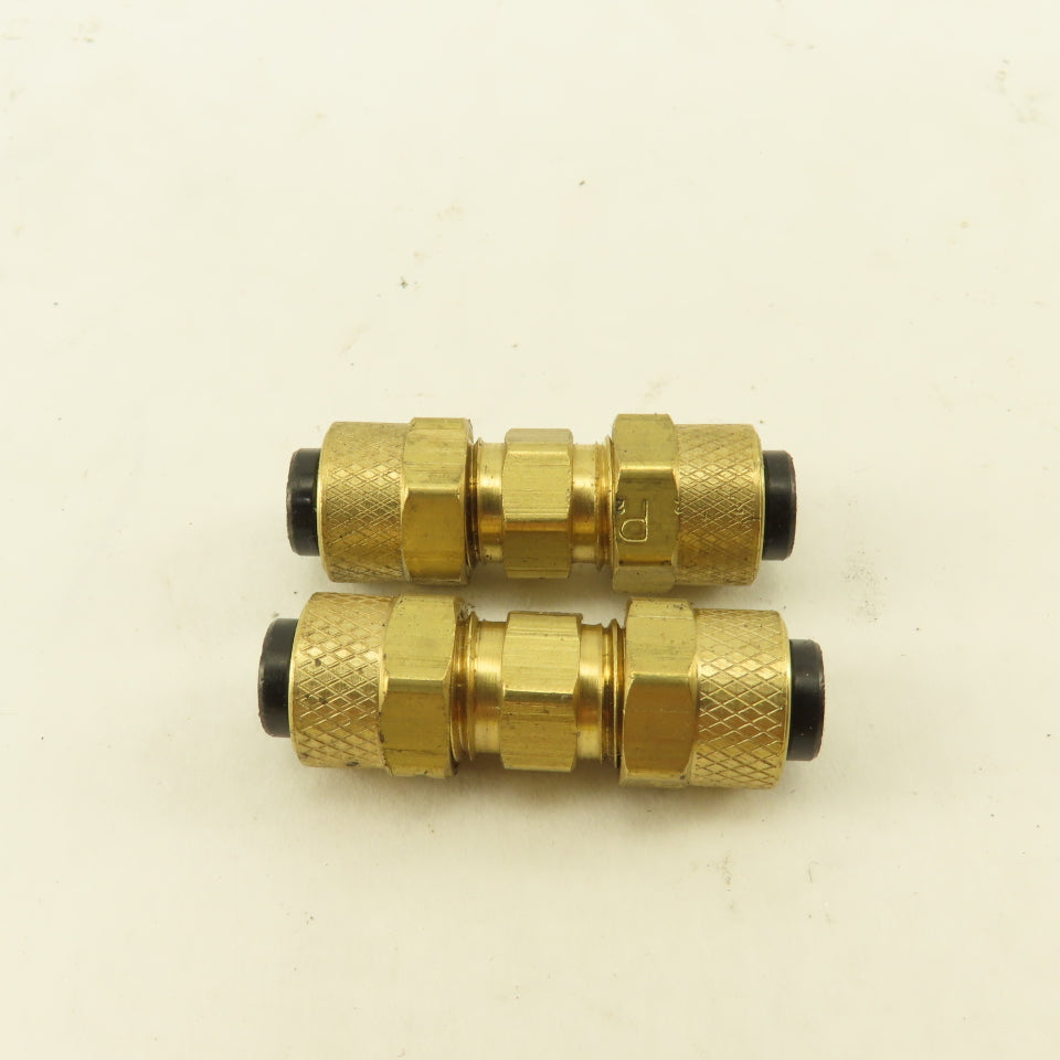 Parker 1/4" Tube Compression Brass Union Coupling Splice Lot Of 2