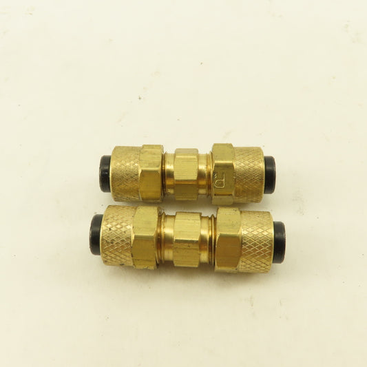 Parker 1/4" Tube Compression Brass Union Coupling Splice Lot Of 2