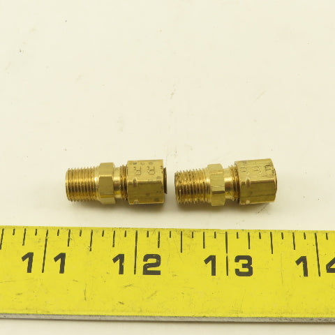 Parker 1/4" Tube Compression x 1/8" NPT Male Brass Straight Fitting Lot Of 2