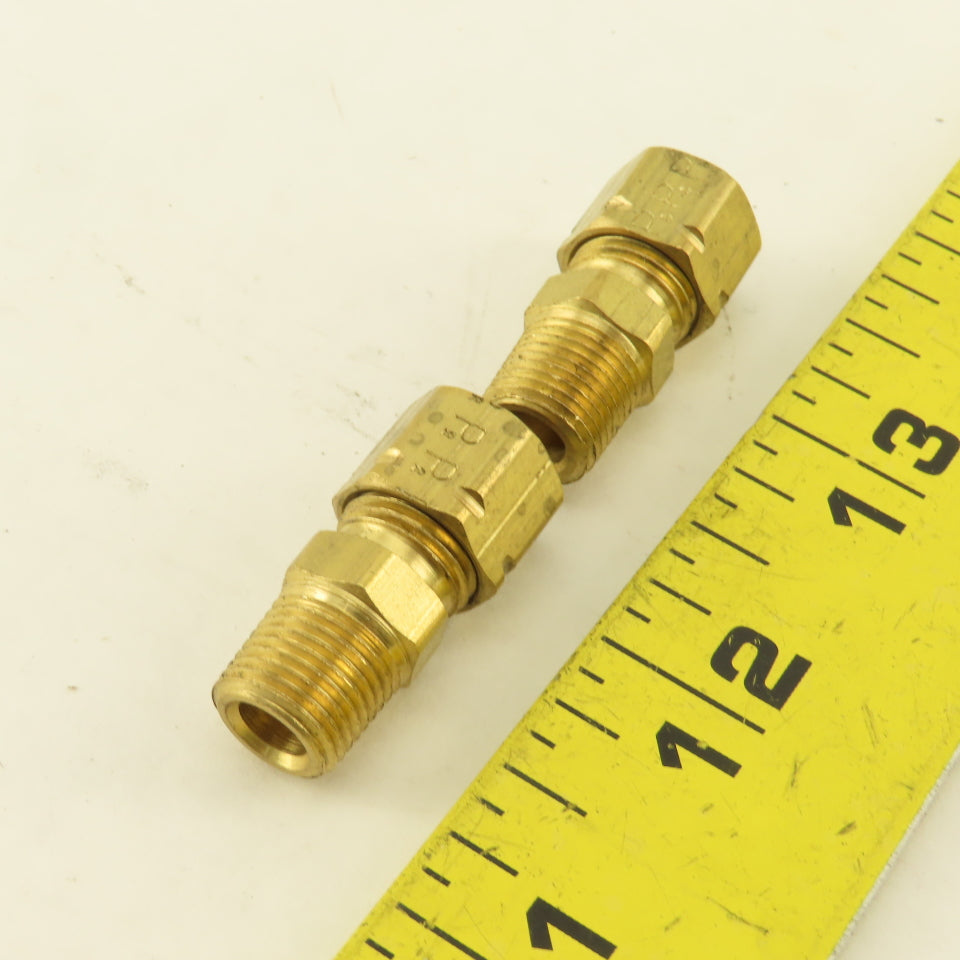 Parker 1/4" Tube Compression x 1/8" NPT Male Brass Straight Fitting Lot Of 2