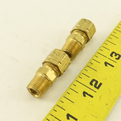 Parker 1/4" Tube Compression x 1/8" NPT Male Brass Straight Fitting Lot Of 2