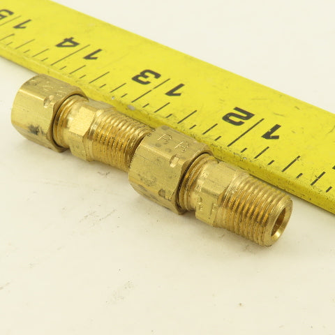 Parker 1/4" Tube Compression x 1/8" NPT Male Brass Straight Fitting Lot Of 2
