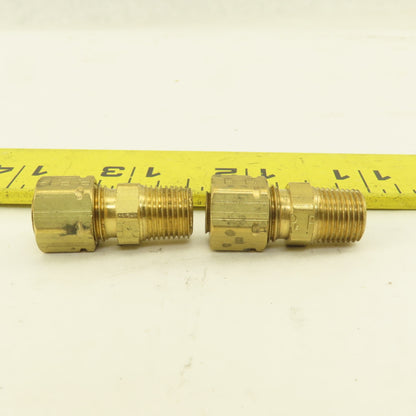 Parker 1/4" Tube Compression x 1/8" NPT Male Brass Straight Fitting Lot Of 2