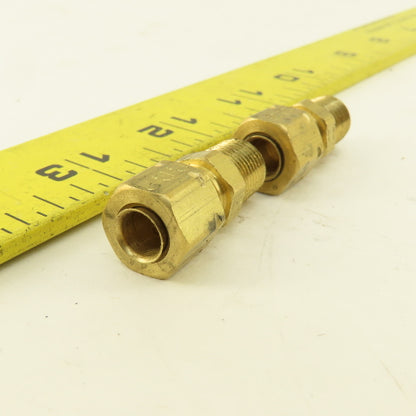 Parker 1/4" Tube Compression x 1/8" NPT Male Brass Straight Fitting Lot Of 2