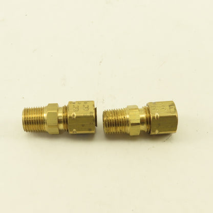 Parker 1/4" Tube Compression x 1/8" NPT Male Brass Straight Fitting Lot Of 2
