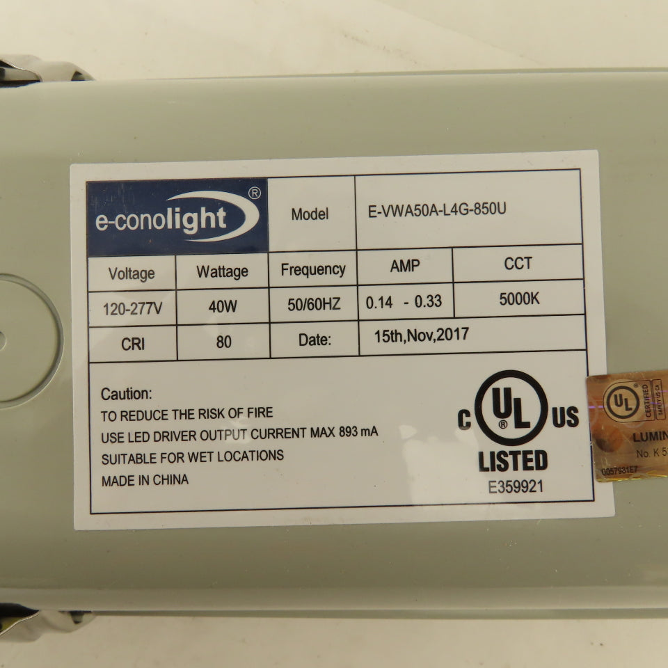 E-conoLight E-VWA50A-L4G-850U 4 Foot LED Linear Vaporlite 40w 120/277V