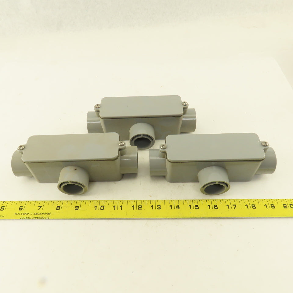 E983D 1/2" Non Metallic 3 Hub Conduit Body TEE Lot Of 3