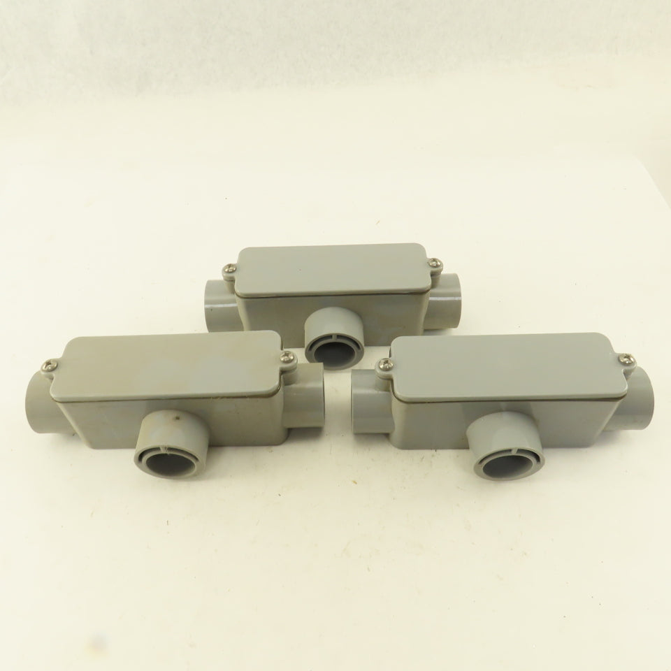 E983D 1/2" Non Metallic 3 Hub Conduit Body TEE Lot Of 3