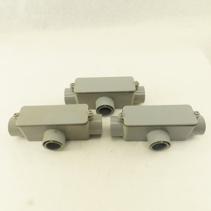 E983D 1/2" Non Metallic 3 Hub Conduit Body TEE Lot Of 3
