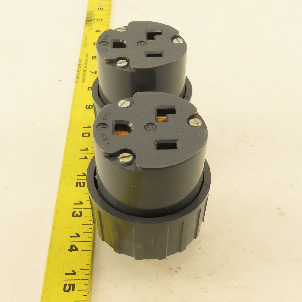 General Electric GE4372-9 30A 125V  Straight Blade Grounding Connector Lot Of 2