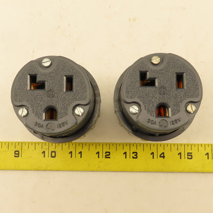 General Electric GE4372-9 30A 125V  Straight Blade Grounding Connector Lot Of 2