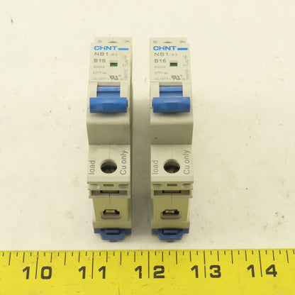 Chint NB1-63 B16 16A Single Pole Circuit Breaker 277V Lot Of 2
