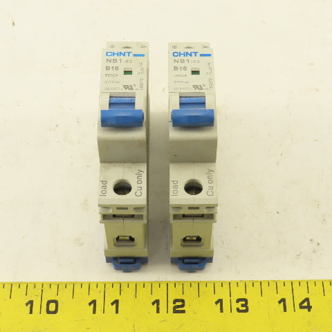 Chint NB1-63 B16 16A Single Pole Circuit Breaker 277V Lot Of 2