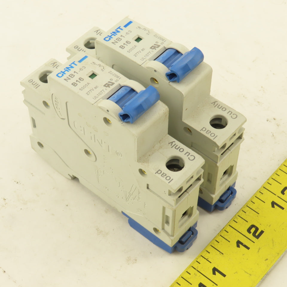 Chint NB1-63 B16 16A Single Pole Circuit Breaker 277V Lot Of 2