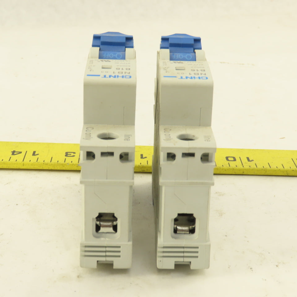 Chint NB1-63 B16 16A Single Pole Circuit Breaker 277V Lot Of 2
