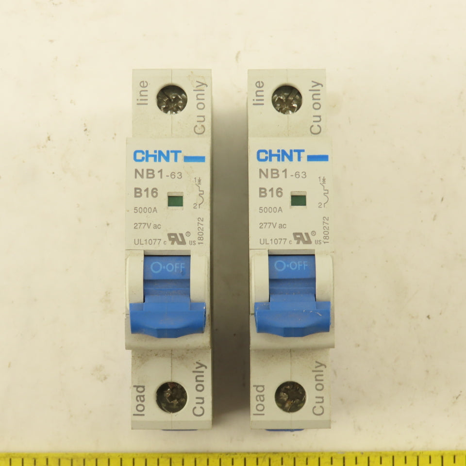 Chint NB1-63 B16 16A Single Pole Circuit Breaker 277V Lot Of 2