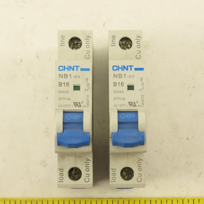 Chint NB1-63 B16 16A Single Pole Circuit Breaker 277V Lot Of 2
