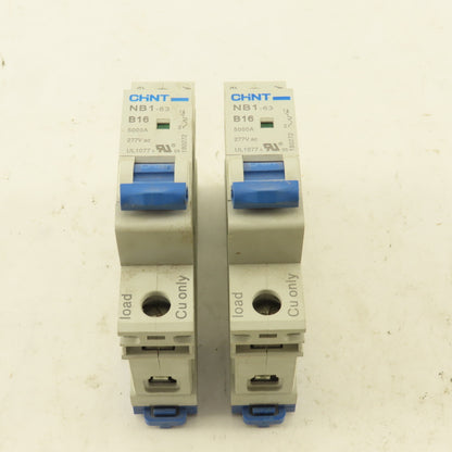 Chint NB1-63 B16 16A Single Pole Circuit Breaker 277V Lot Of 2