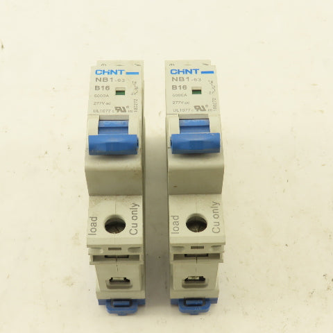 Chint NB1-63 B16 16A Single Pole Circuit Breaker 277V Lot Of 2