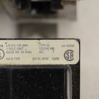 Cutler Hammer Type BA 30A 120/240V Single Pole Circuit Breaker Lot 11