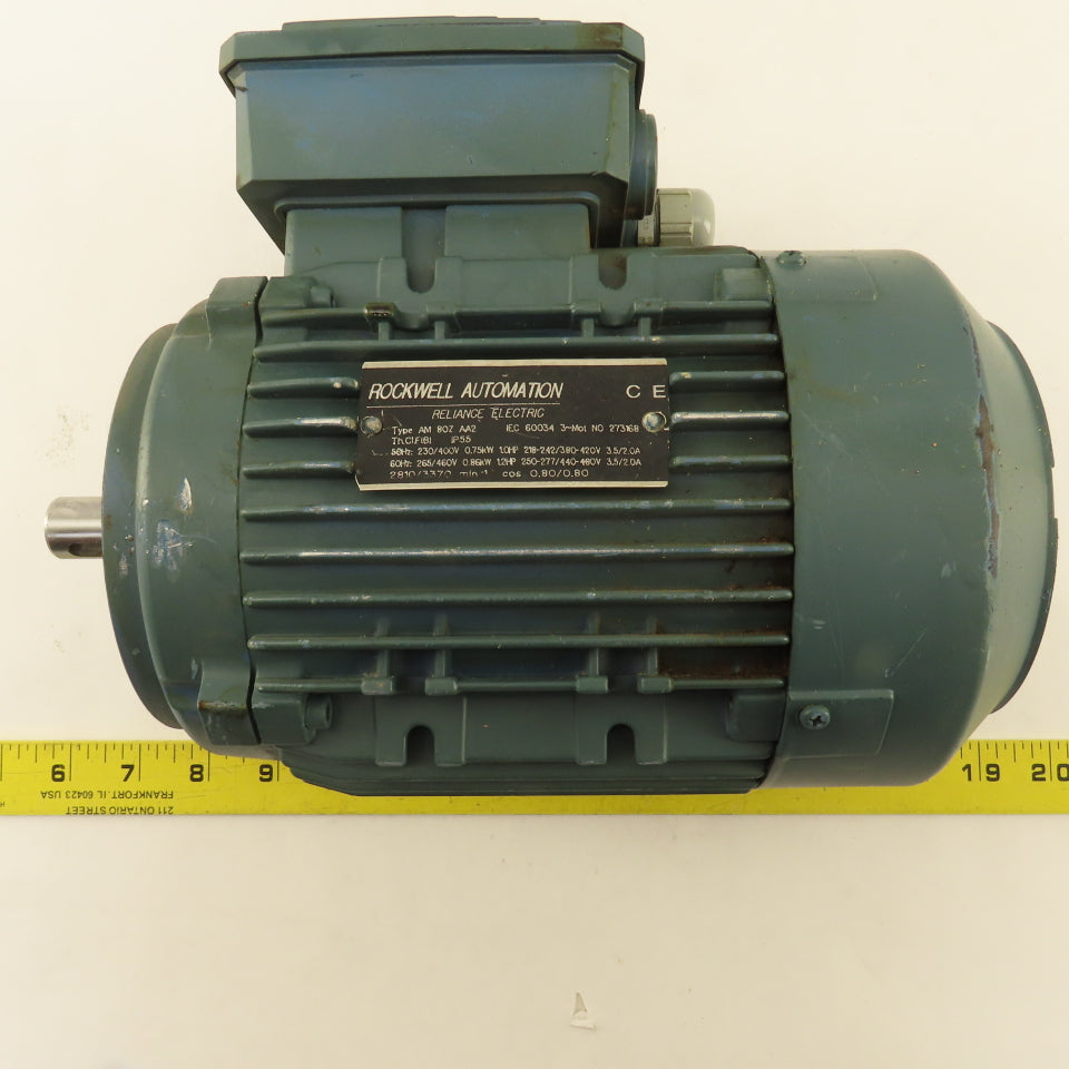 Reliance Type AM 80Z AA2 1.2Hp Electric Motor 250-277/440-480V  3Ph 3370RPM